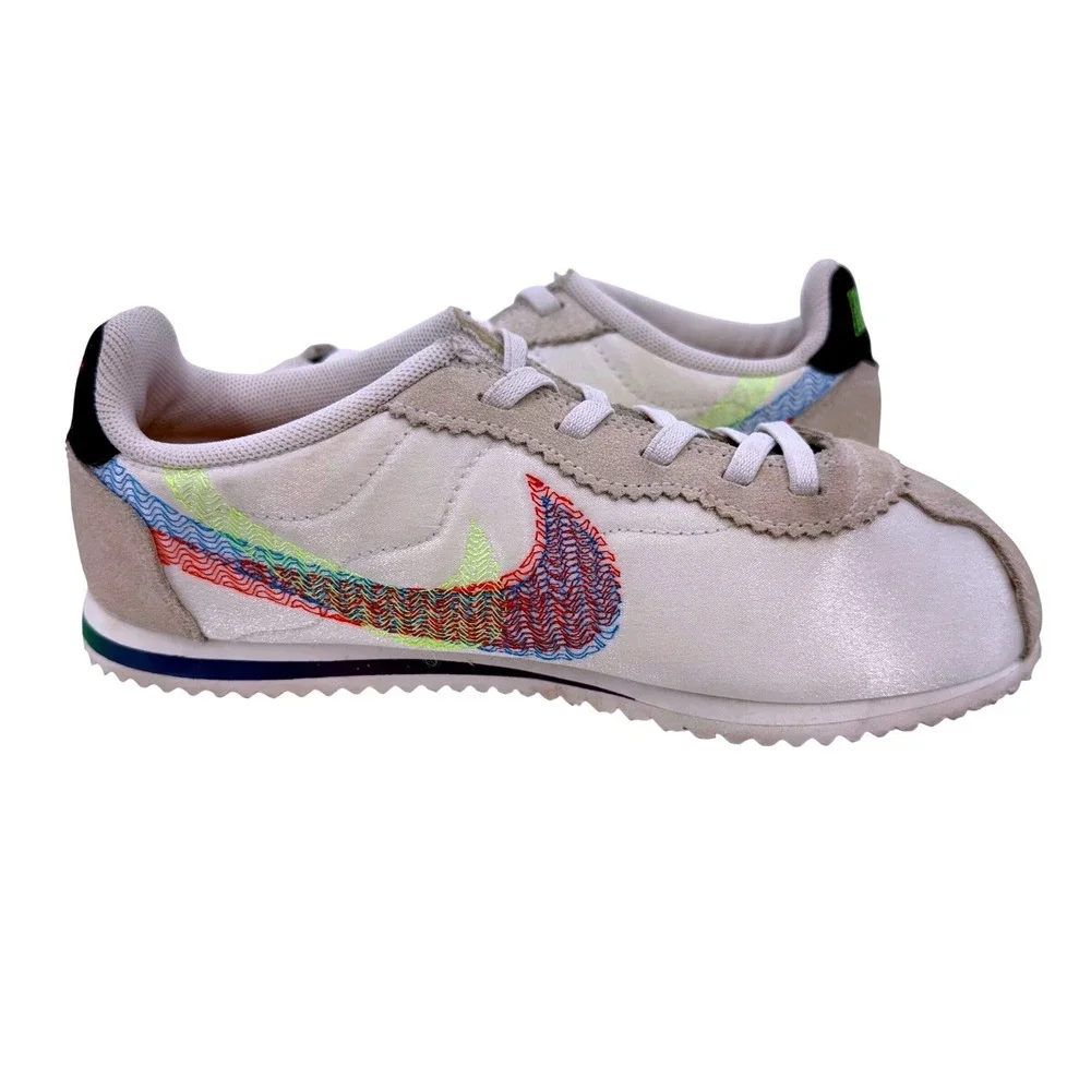 Nike Cortez Be True Rainbow Swoosh White Retro Y2K Sneakers Youth 2.5Y